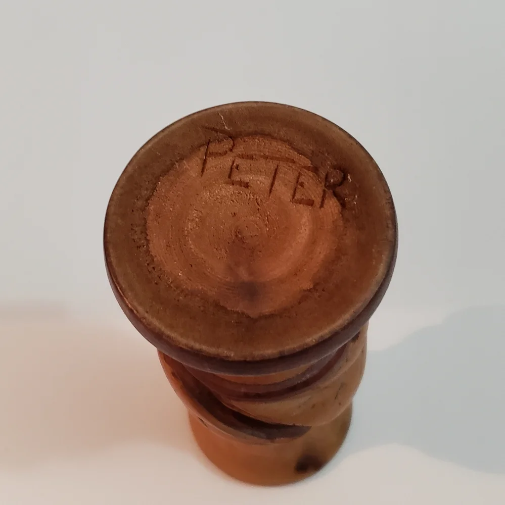 Hand Carved Wooden Vase Folk Art Boho